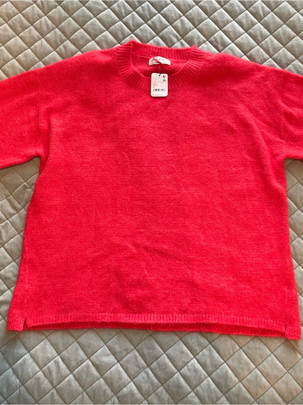 Free People Bright Red Crewneck Sweater NWT
